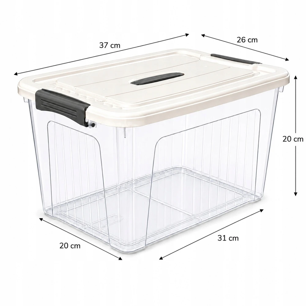 13L plastikinis indas su permatomu dangteliu, 37x26x20