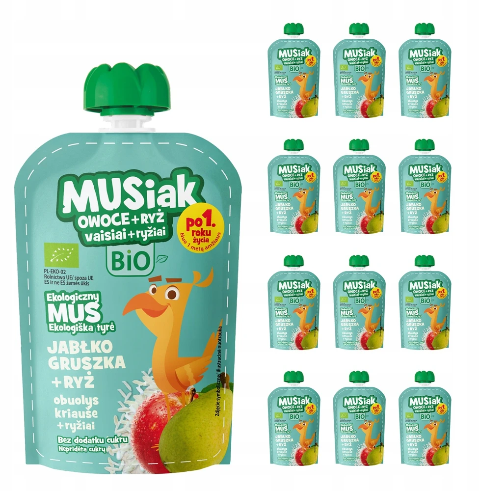 13X100g BIO MUSIAK RINKINYS - Obuolių-kriaušių-ryžių putėsiai
