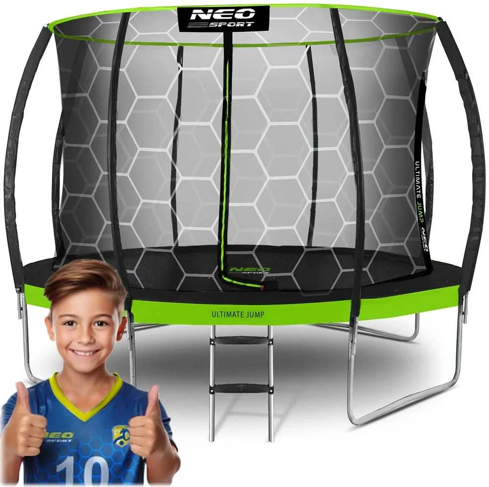 14 pėdų / 435 cm profiliuotas sodo batutas su vidiniu tinklu „Neo-Sport“