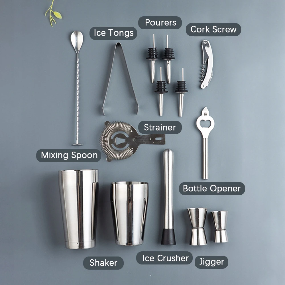 14vnt/komplektas Mixology Bartender Kit kokteilių plaktuvas
