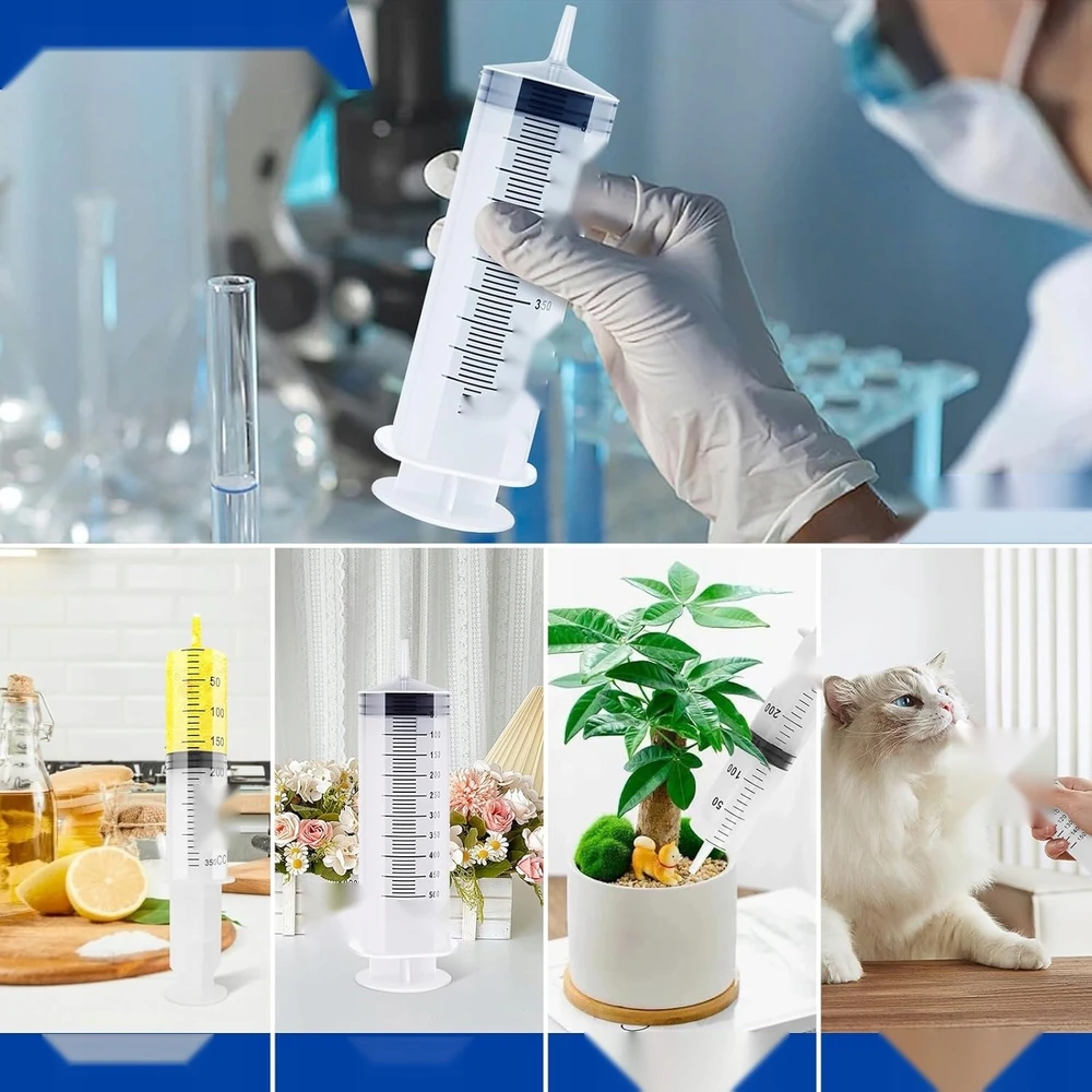 150 ml DIDELIS PLASTIKINIS DAUGkartinio naudojimo švirkštas su žarna ir dangteliu