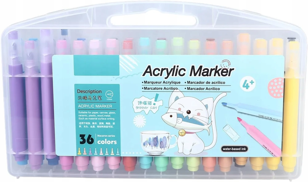 151 Products AKRILINIŲ ŽYMEKLIŲ RINKINYS IŠ 36 Vnt. Žymekliai VANDENIUI ATSPIRMI ŽYMEKLIAI SU QLUX 36 DAŽAIS