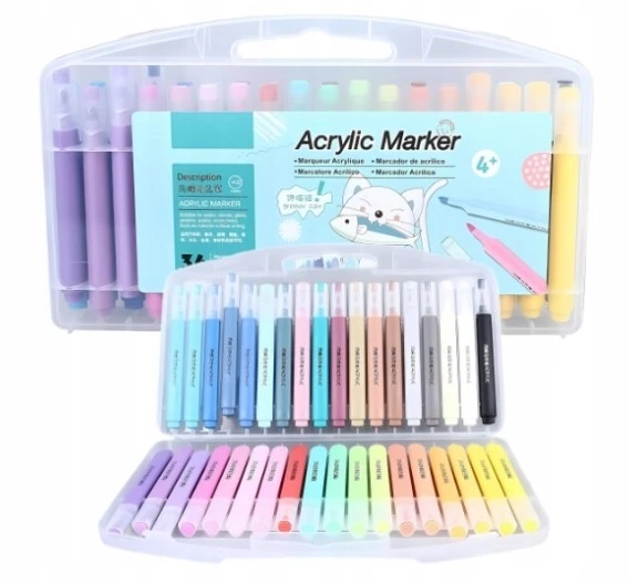 151 Products AKRILINIŲ ŽYMEKLIŲ RINKINYS IŠ 36 Vnt. Žymekliai VANDENIUI ATSPIRMI ŽYMEKLIAI SU QLUX 36 DAŽAIS