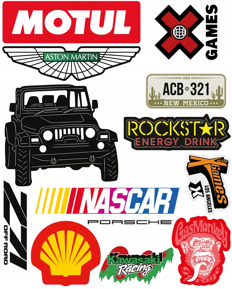 153 lipdukų rinkinys automobiliniam MOTOR šalmui UV