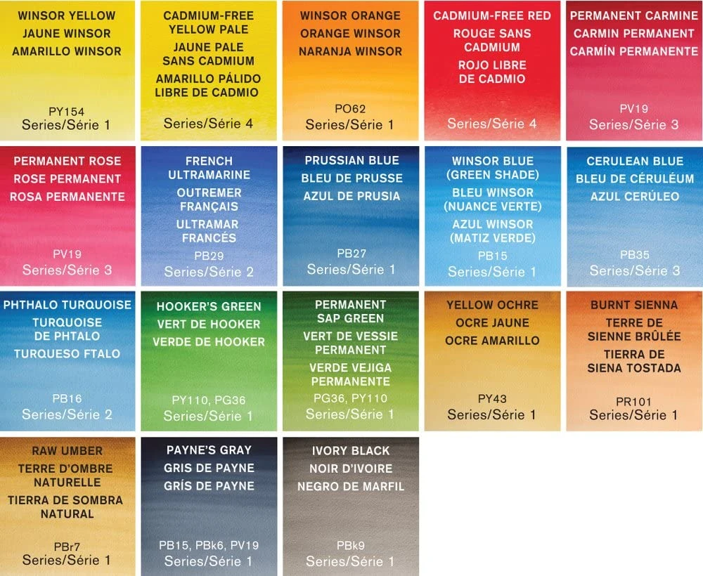 18 profesionalių Trawel tin Winsor & Newton akvarelių rinkinys
