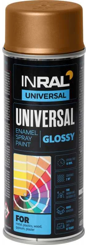 Universalūs aerozoliniai dažai INRAL UNIVERSAL perlo varis RAL8029 400 ml.