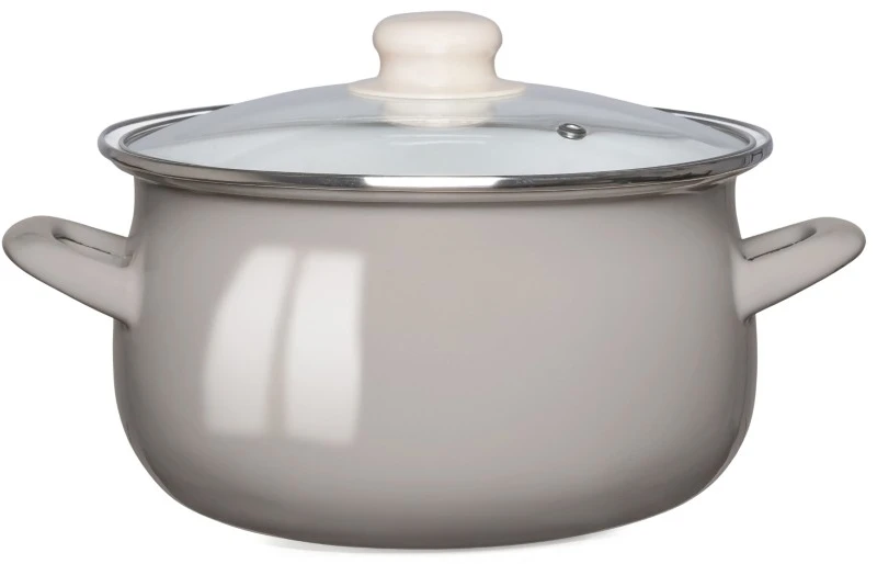 1,9 l emaliuotas puodas su stikliniu dangteliu, dujų indukcija, Altom Design taupe