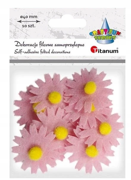 1Deame 3D veltinio dekoracijos šviesiai rožinės spalvos gėlės 10vnt - Titanum