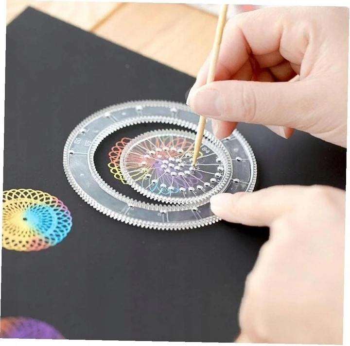 1Mcz Spirograph trafaretai spiralėms ir mandaloms piešti, rinkinyje 46 vnt.
