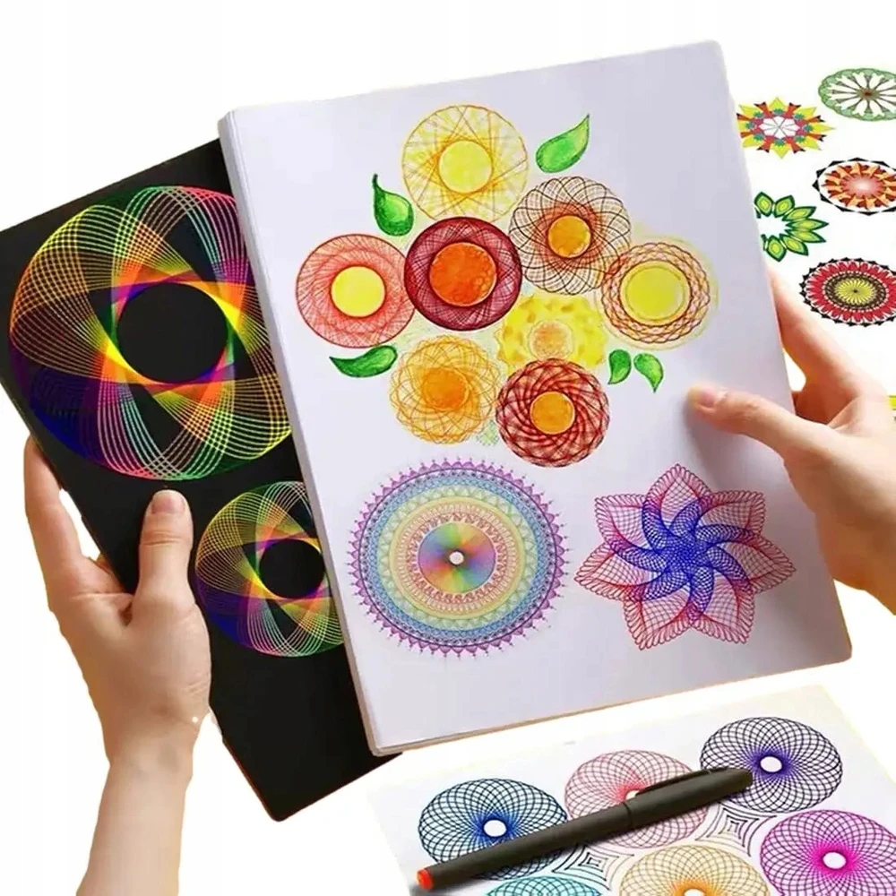 1Mcz Spirograph trafaretai spiralėms ir mandaloms piešti, rinkinyje 46 vnt.