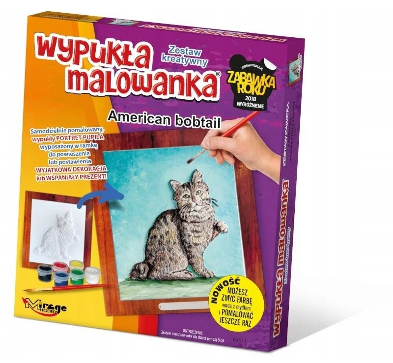 1X DAŽYMO KNYGELĖ American Bobtail Cat plastikinis RINKINYS KŪRYBINGUMUI Pasidaryk pats