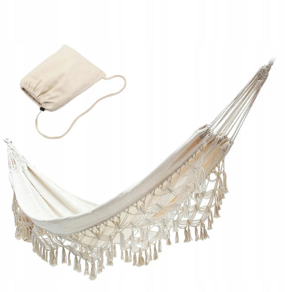 2-AMENIŲ SODO HAMAKAS XXL SUPYPĖS, STIPRIAI SUstiprintos BOHO LARGE + BAG II