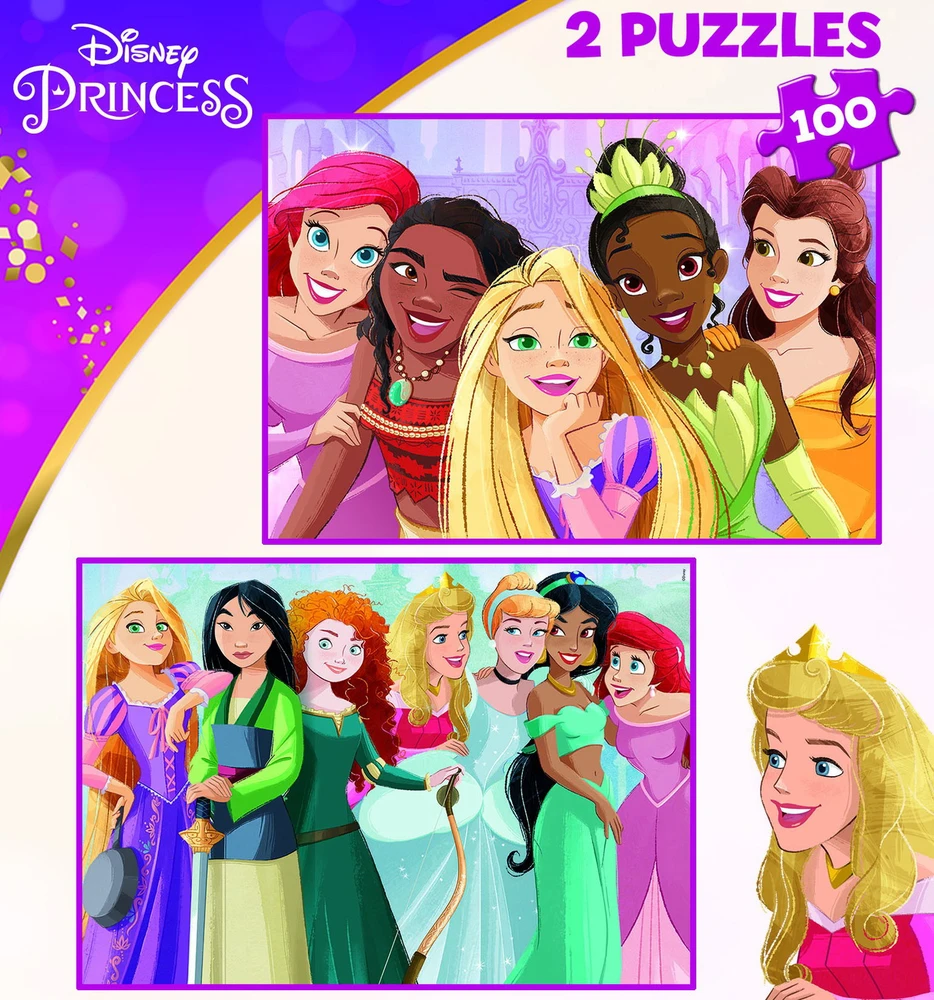 Educa 2 dėlionės DISNEY PRINCESS, 6-8 metų, 2x100 dalių