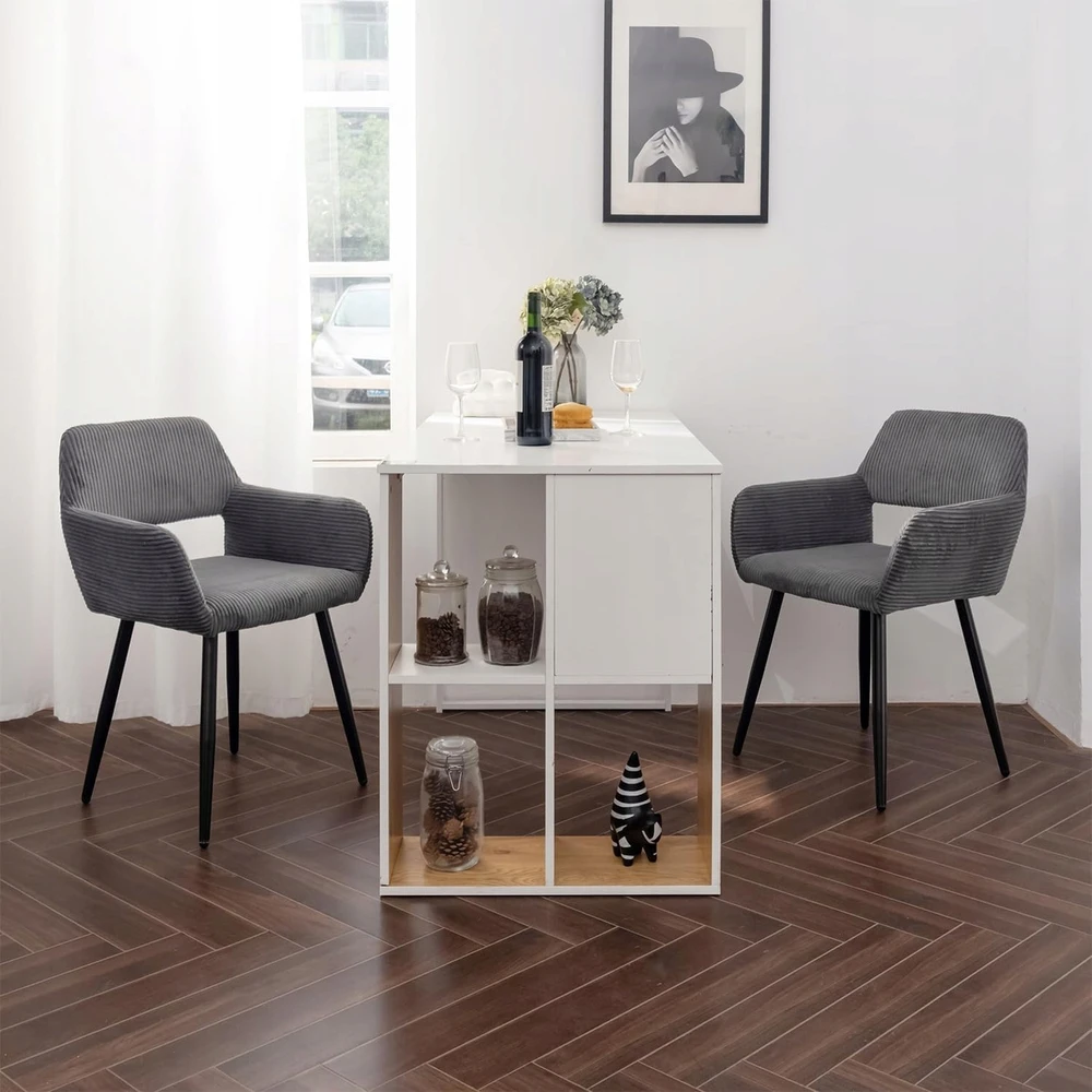 2 velveto skandinaviškų kėdžių rinkinys su ergonomiškais porankiais