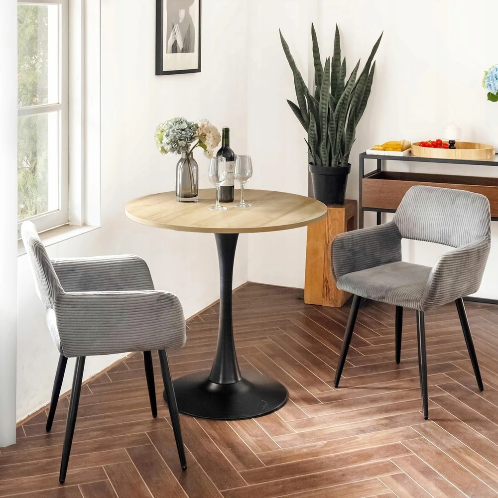 2 velveto skandinaviškų kėdžių rinkinys su ergonomiškais porankiais