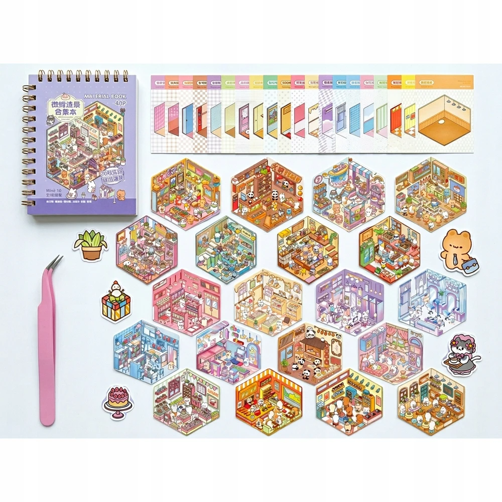 20x CREATIVE PREMIUM rinkinys Scrapbook HOUSES DIY lipdukai su pincetu