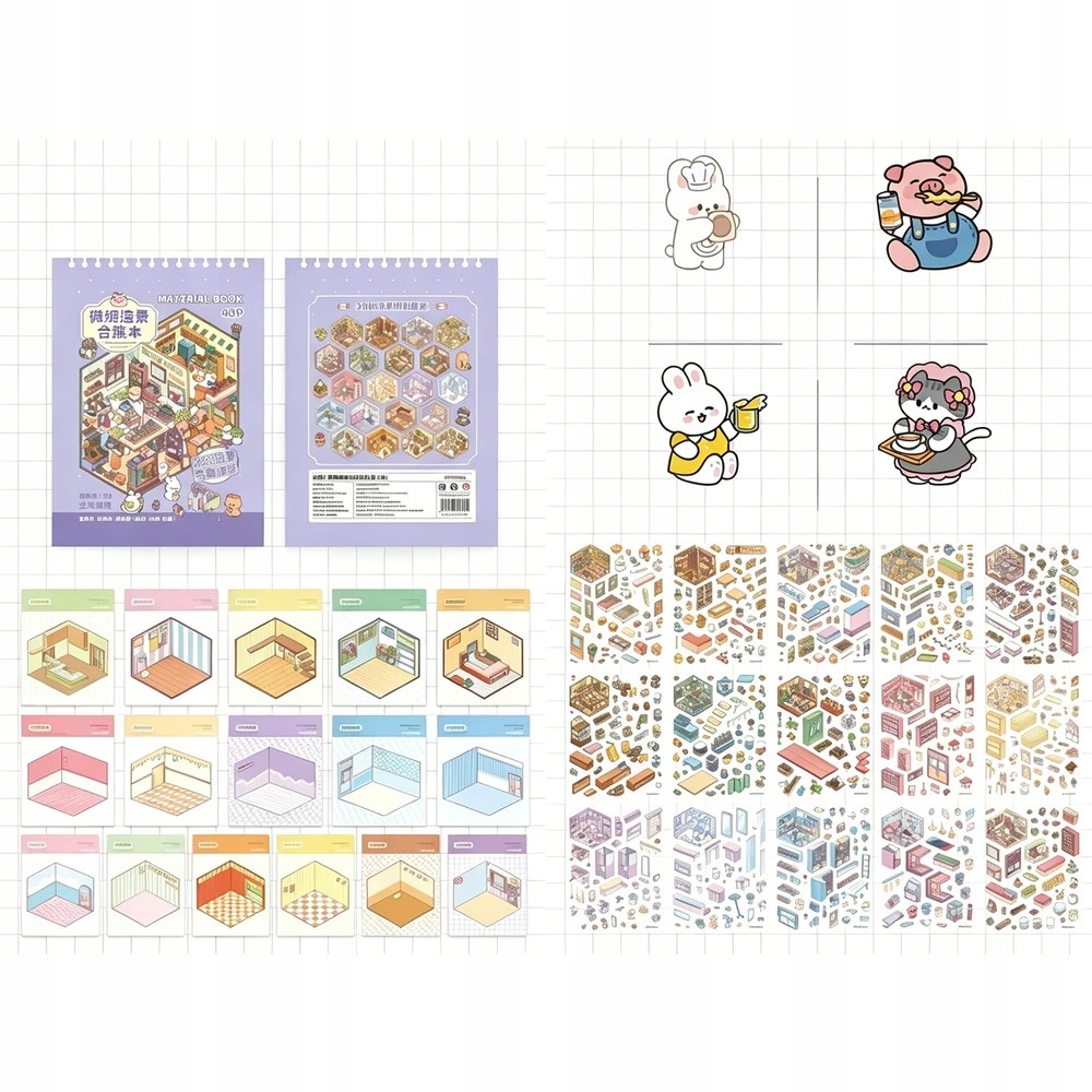 20x CREATIVE PREMIUM rinkinys Scrapbook HOUSES DIY lipdukai su pincetu