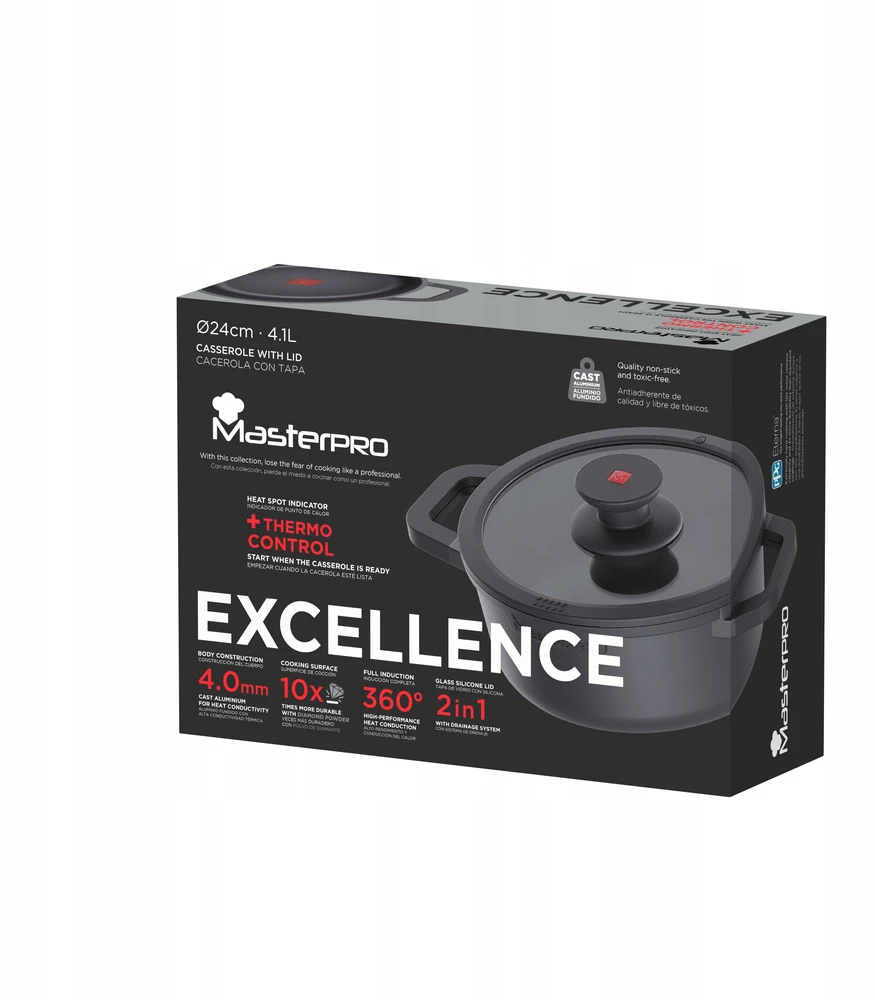 24cm tradicinis puodas Bergner EXCELENT 4.1L l Masterpro