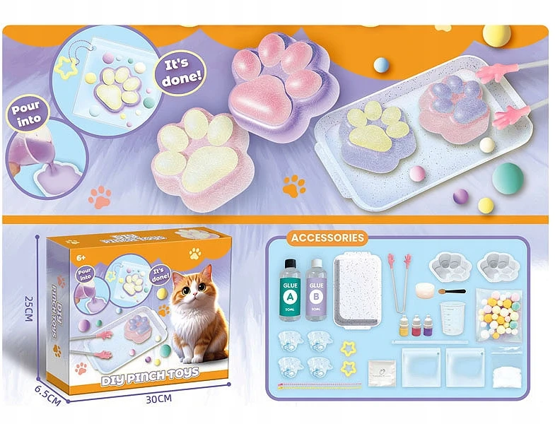BIGTOYS 2X CAT'S POW SQUISHY SLIME GLUTEK MAKE KIT DIY DOVANA