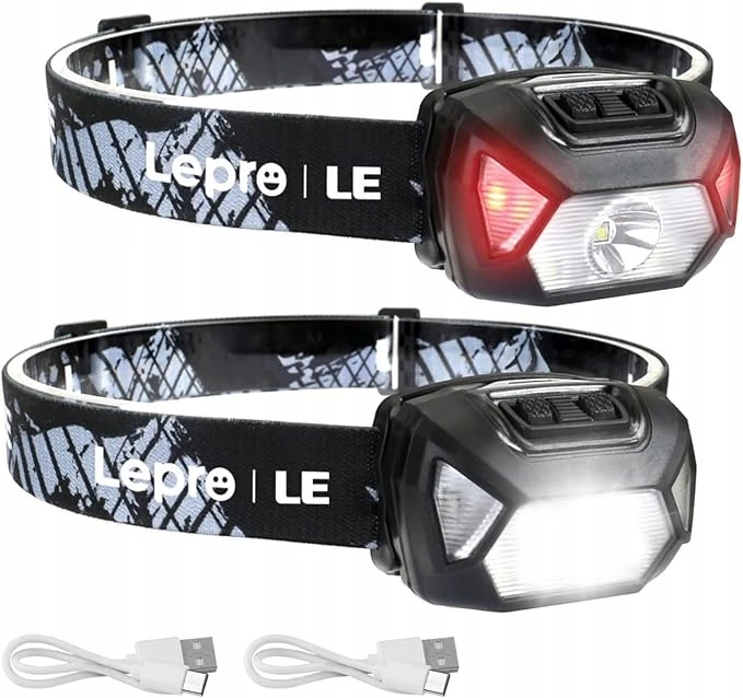 2x LED priekinis žibintas įkraunamas 1200 mAh vandeniui atsparus 6 režimai Lepro