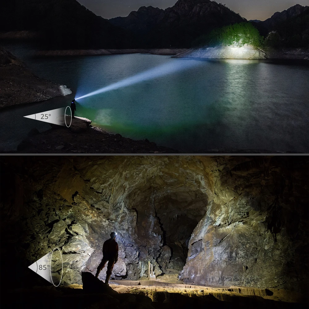 2x LED priekinis žibintas įkraunamas 1200 mAh vandeniui atsparus 6 režimai Lepro