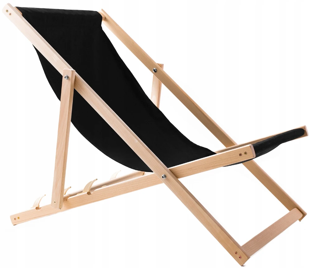 2x Medinis paplūdimio gultas Woodok juodas + staliukas