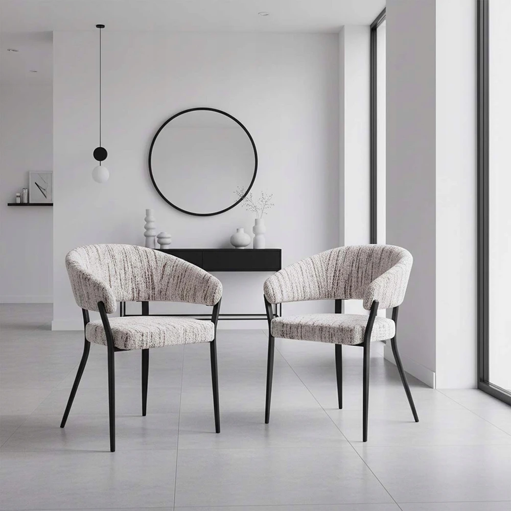 2x minkštų kėdžių rinkinys LUNA C Boucle cream Domaison
