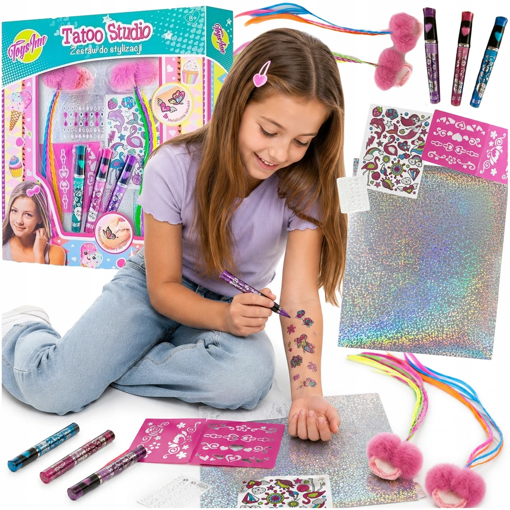 2you TATTOO Studio 7 metų vaikui stiliaus rinkinys su pynėmis