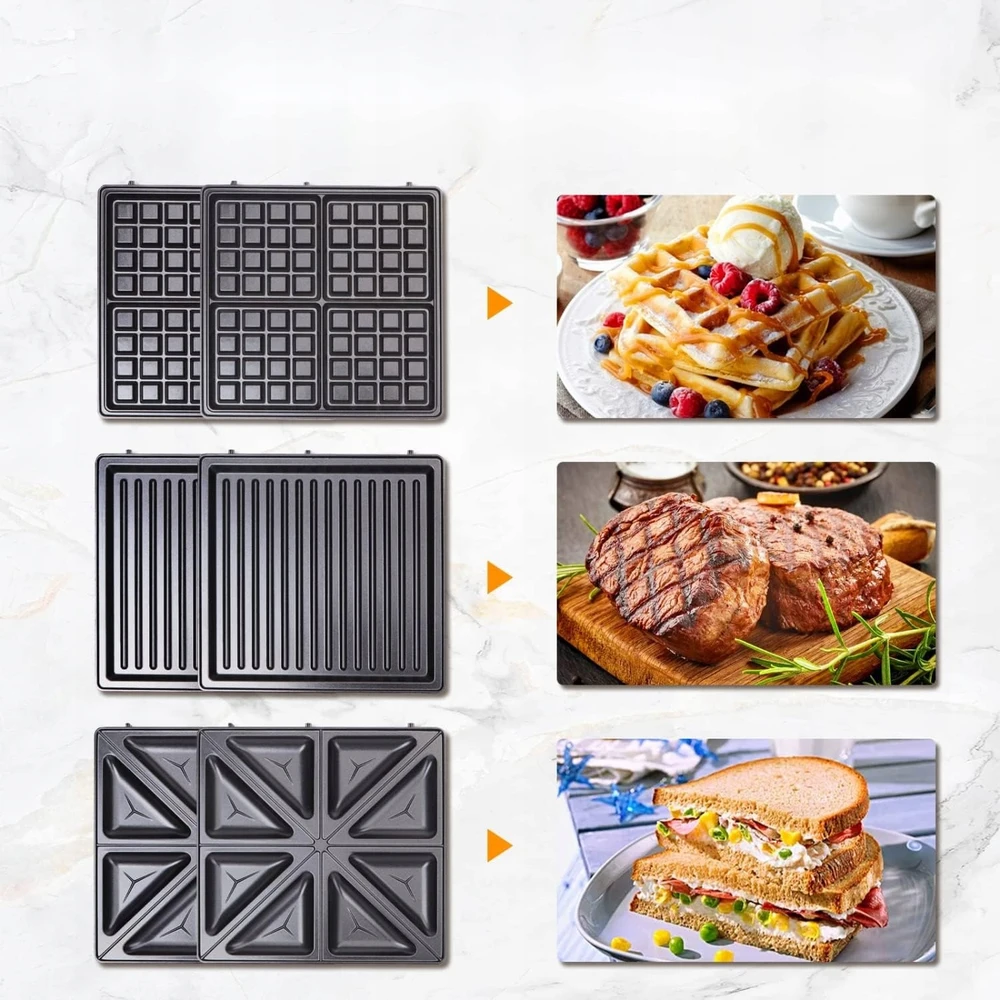 3-IN-1 1200 W DAUGIAFUNKCINĖ vaflinė, SUMUŠINIŲ GRILĖLĖ, KEIČIAMOS PLOKŠTĖS