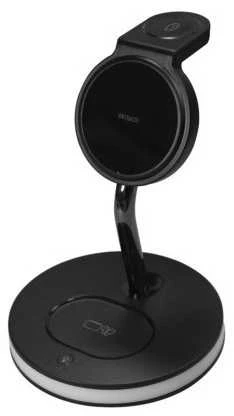 3-in-1 magnetinis belaidis įkroviklis DELTACO, telefonas/TWS/laikrodis, LED lemputė / QI-1041
