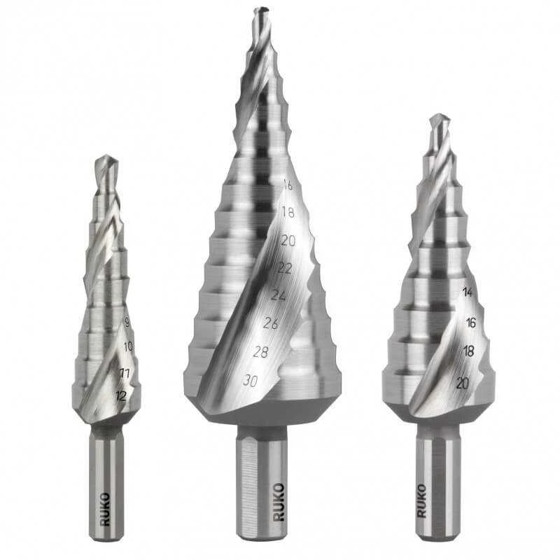 Grąžtas 3 pakopinių grąžtų rinkinys RUKO HSS Quick cut Ø4-30mm