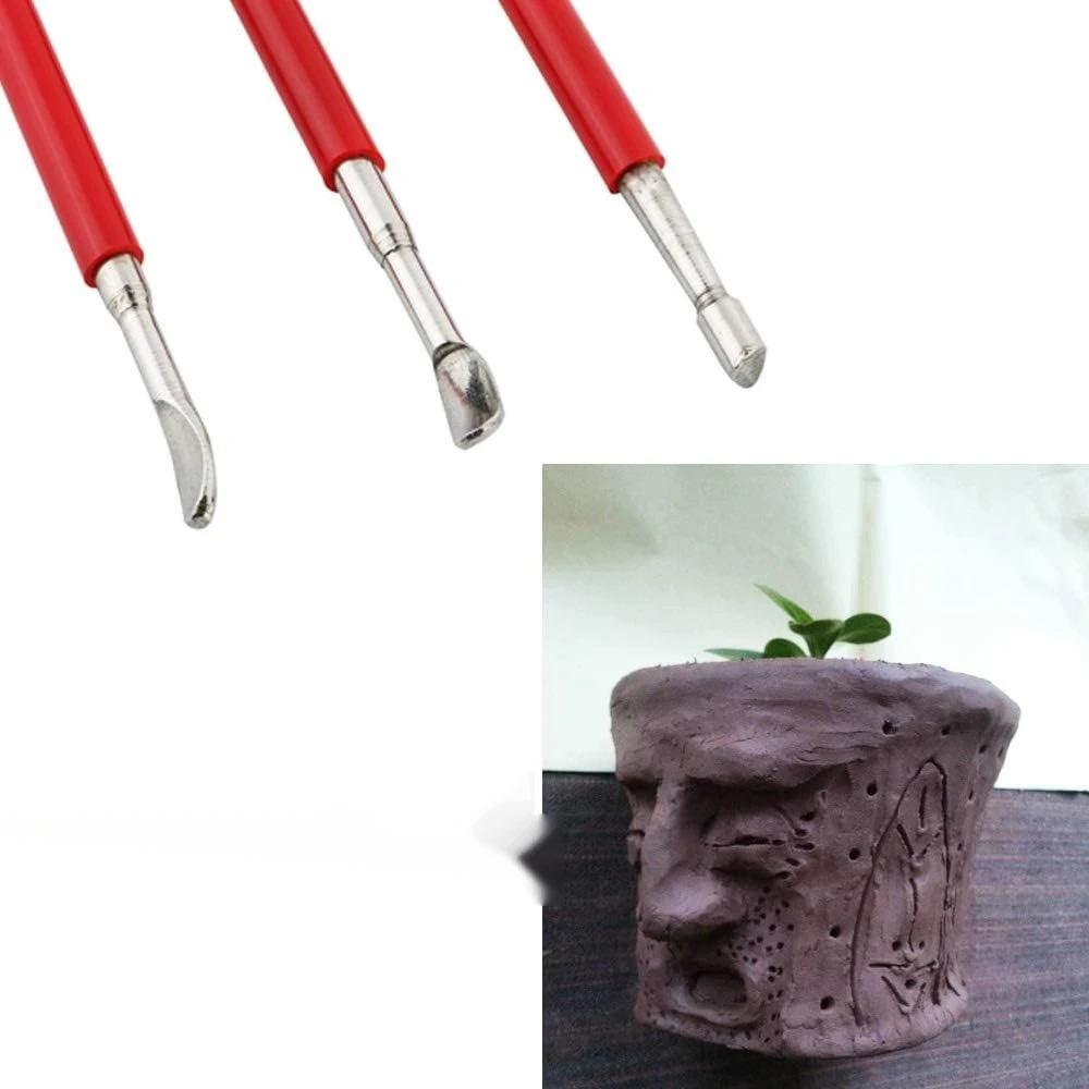 3 VIENŲ ĮRANKIŲ RINKINYS, SKIRTAS MOLIO SKULPTORIUS BŪTINAI MODELIUOTI