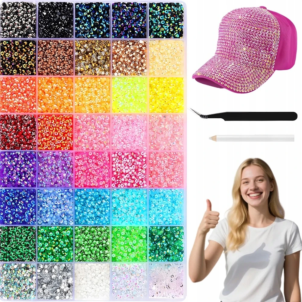 32000 CIRKONIO RINKINYS, SKIRTA DIY DECORATION 40 SPALVŲ + STRAS DU kart