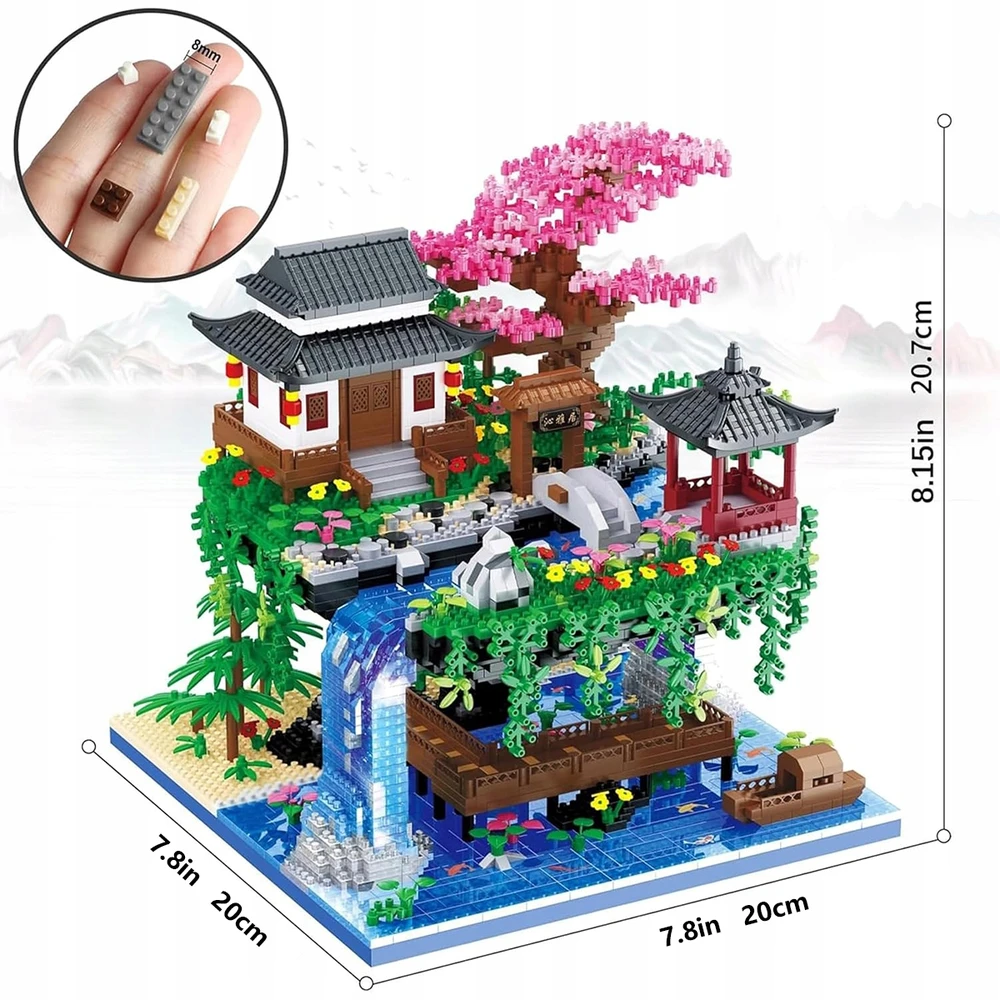 3320 EL STATYBINIAI BLOKAI JAPANIŠKAS SODAS SAKURA LED NAMAS CHERRY PREMIUM