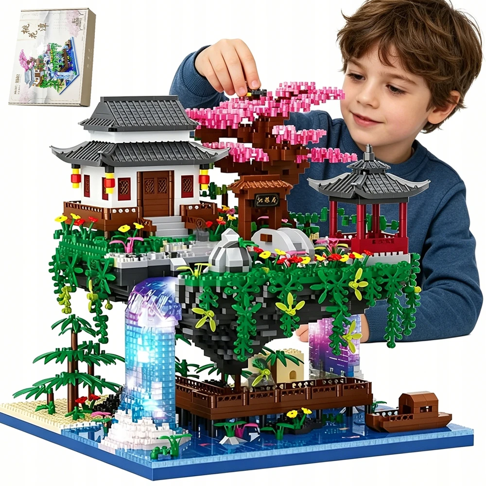 3320 EL STATYBINIAI BLOKAI JAPANIŠKAS SODAS SAKURA LED NAMAS CHERRY PREMIUM