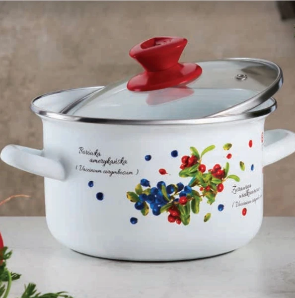 35076 Emaliuotas puodas su dangčiu Blueberry 18 cm 2,9 l EMALIA OLKUSZ