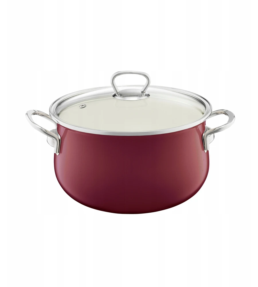 35235 Emaliuotas puodas su dangteliu Pyza 18 cm bordo EMALIA OLKUSZ