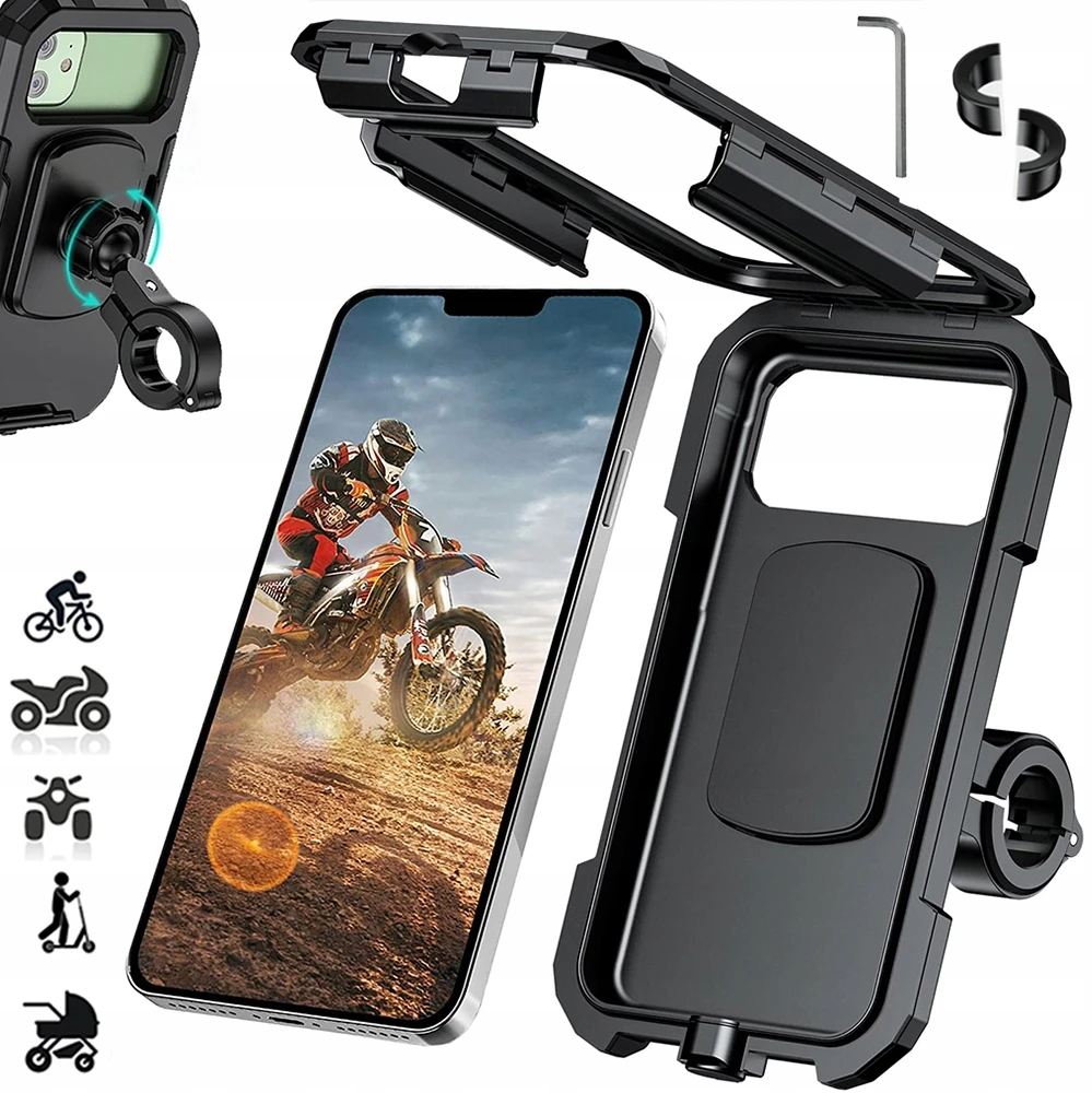 360° pasukamas vandeniui atsparus Dviračio telefono laikiklis