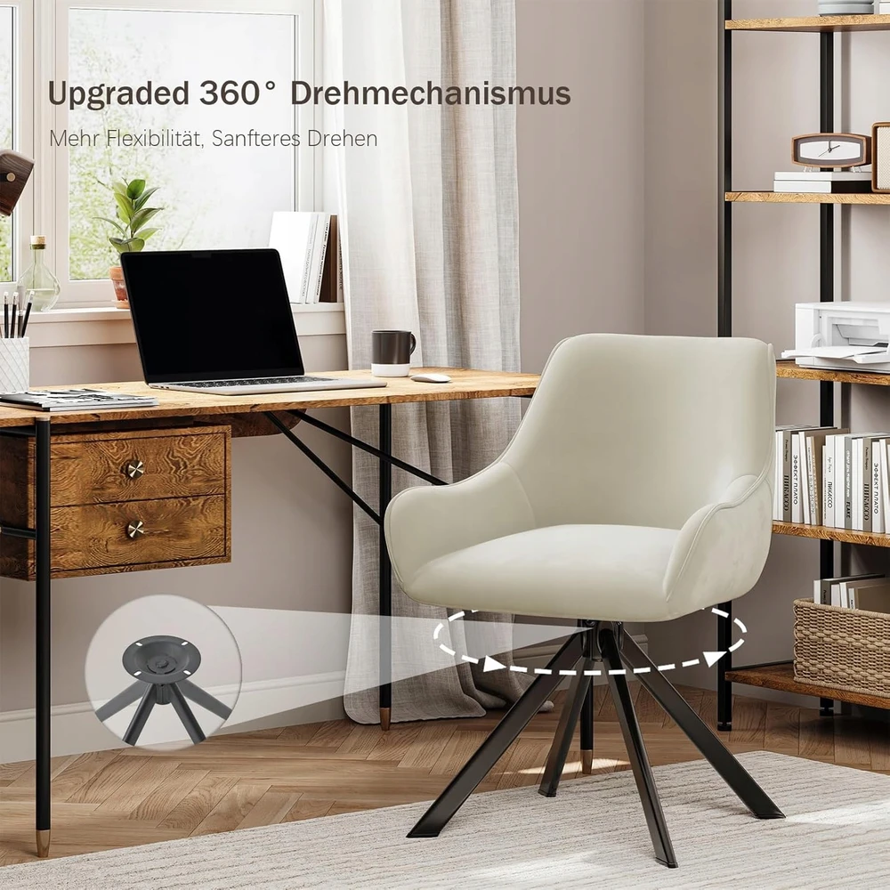 360° pasukamos aksominės kėdės, 2 vnt. su porankiais