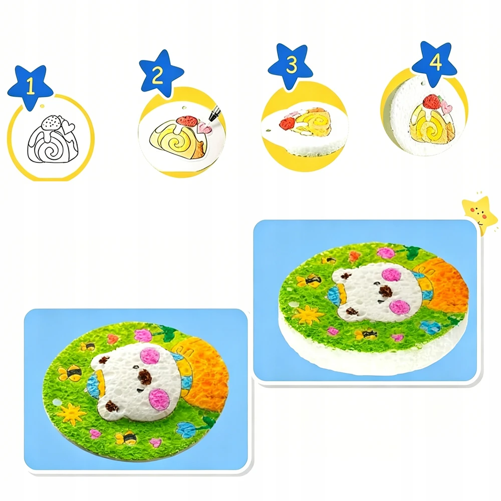 3D DAŽYMO RINKINYS SU MAGIC PUFFY EFEKT SU 10 APVALIŲ POPIERIŲ