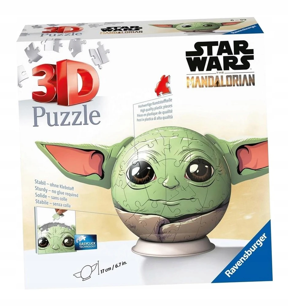 Ravensburger 3D Dėlionė 77 vnt. - Star Wars kamuolys - Grogu