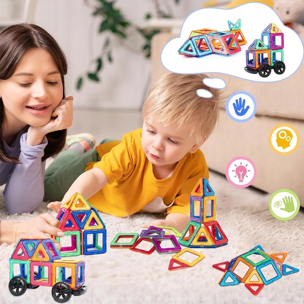 3D EDUKACINIAI MAGNETINIAI KONSTRUKCINIAI KLUOKAI 180 dalių DĖLĖLĖ VAIKAMS