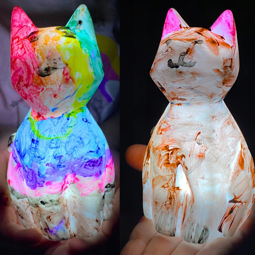 3D FIGŪRA KATĖS DAŽYTI LED LEMPAS VAIKAMS KŪRYBINGAM ŽAISLUI