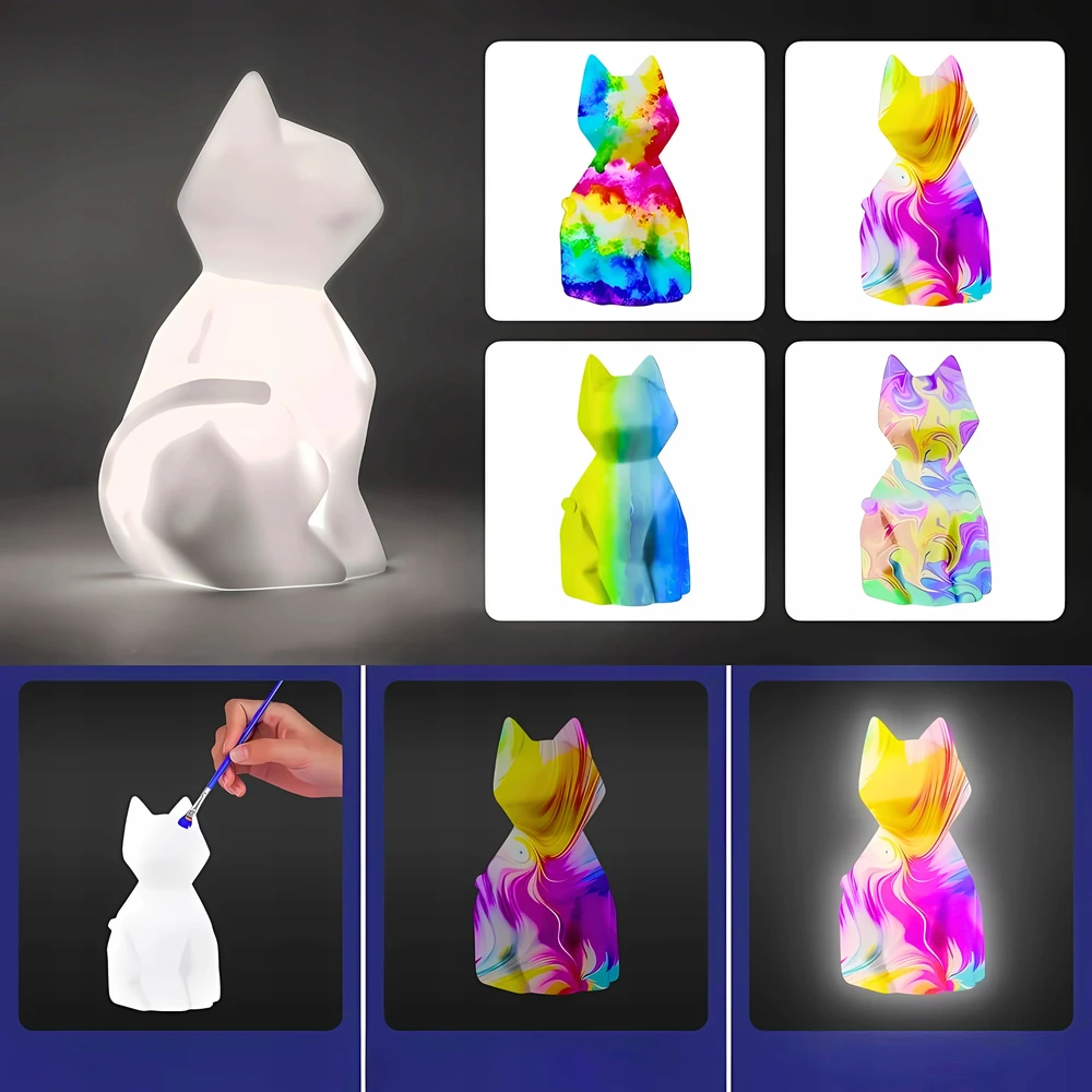 3D FIGŪRA KATĖS DAŽYTI LED LEMPAS VAIKAMS KŪRYBINGAM ŽAISLUI