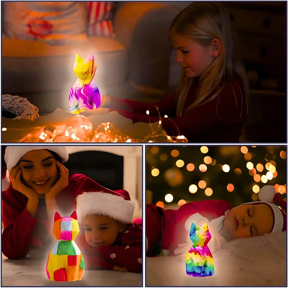 3D FIGŪRA KATĖS DAŽYTI LED LEMPAS VAIKAMS KŪRYBINGAM ŽAISLUI
