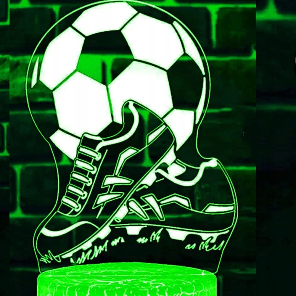 3D futbolo LED naktinės lempos dovana futbolininkui berniukui stalo lempos nuotolinio valdymo pultas