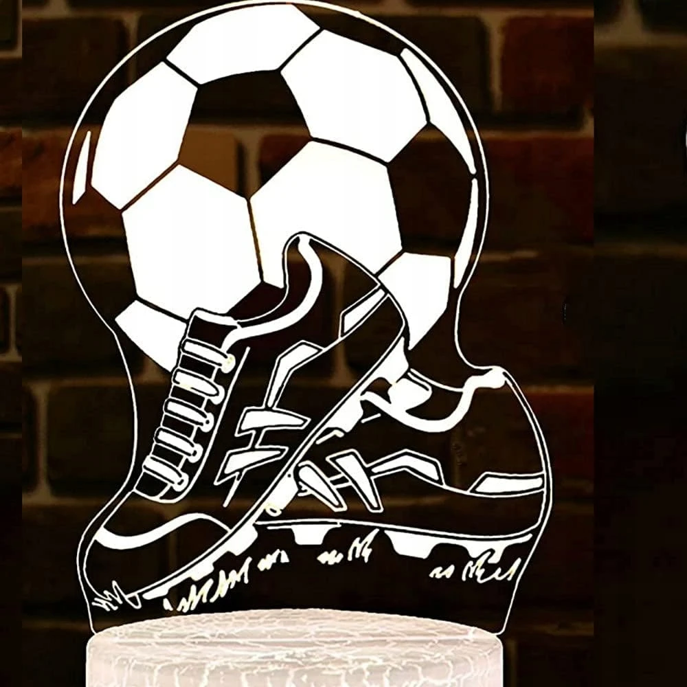 3D futbolo LED naktinės lempos dovana futbolininkui berniukui stalo lempos nuotolinio valdymo pultas