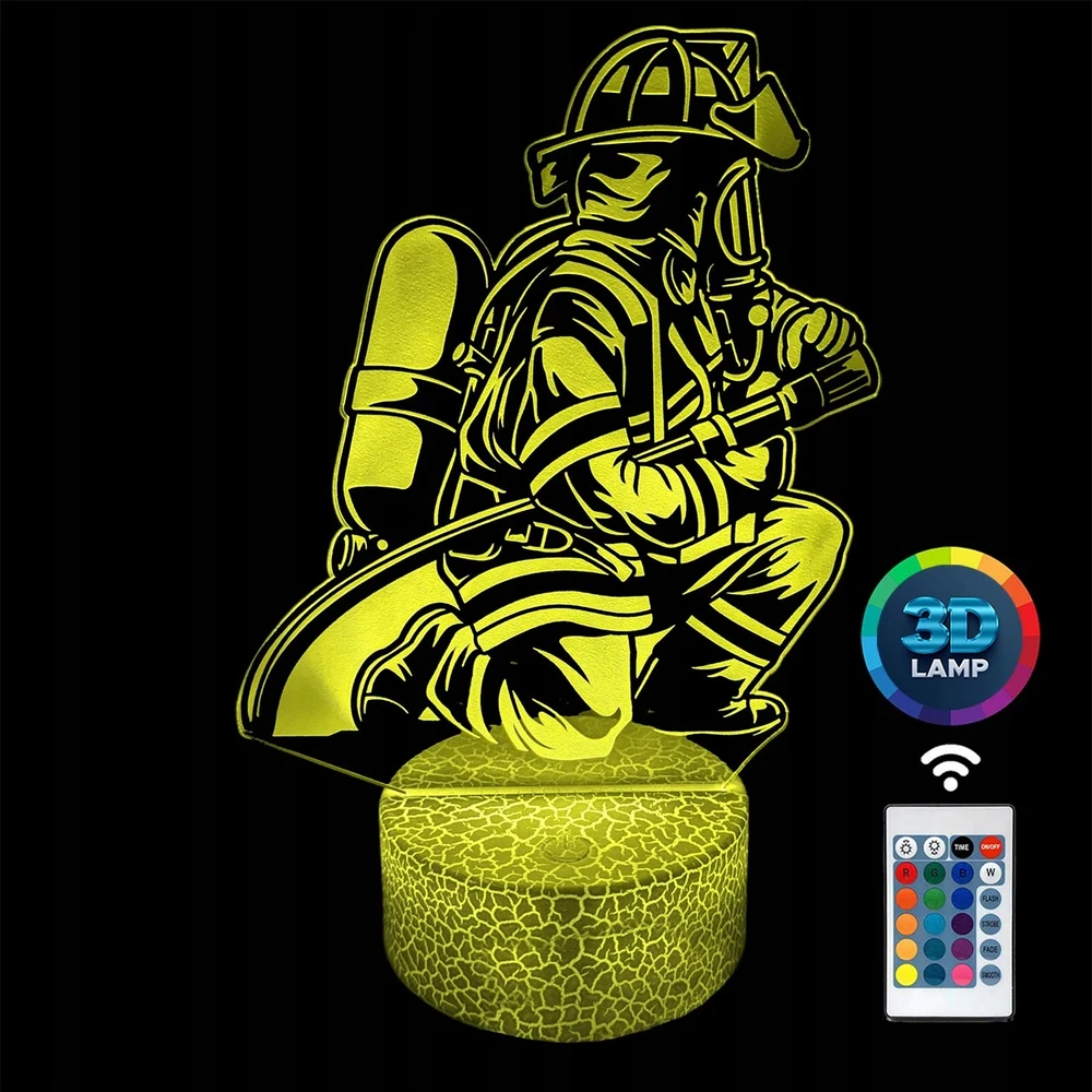 3D Lamp 3d Led Naktinė Lempa - Gaisrininkų Tema