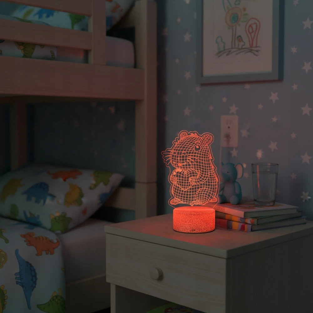 3D Lamp 3d Led Naktinė Lempa "kapibara Širdis" - 16 Spalvų