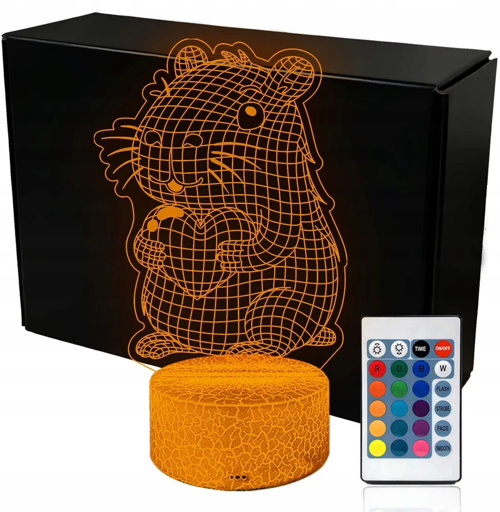 3D Lamp 3d Led Naktinė Lempa "kapibara Širdis" - 16 Spalvų